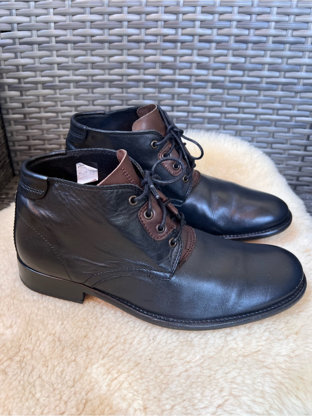 H by Hudson Lace Up Boots Size 41 US 8 Terran Alaska Oxfords Leather Black Brown